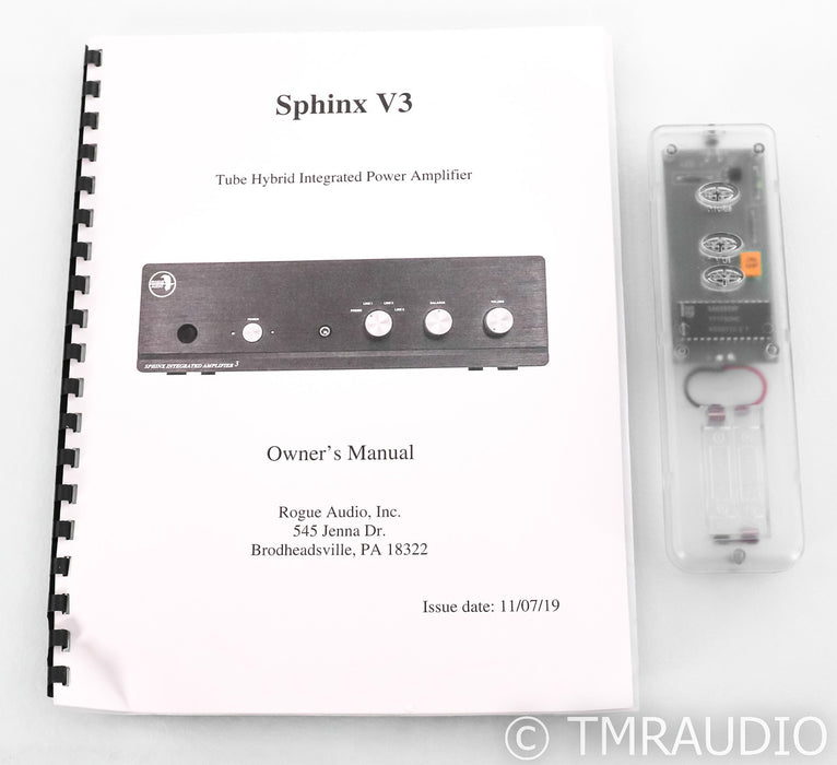 Rogue Audio Sphinx V3 Stereo Tube Hybrid Integrated Amplifier; Silver; Remote; MM / MC Phono