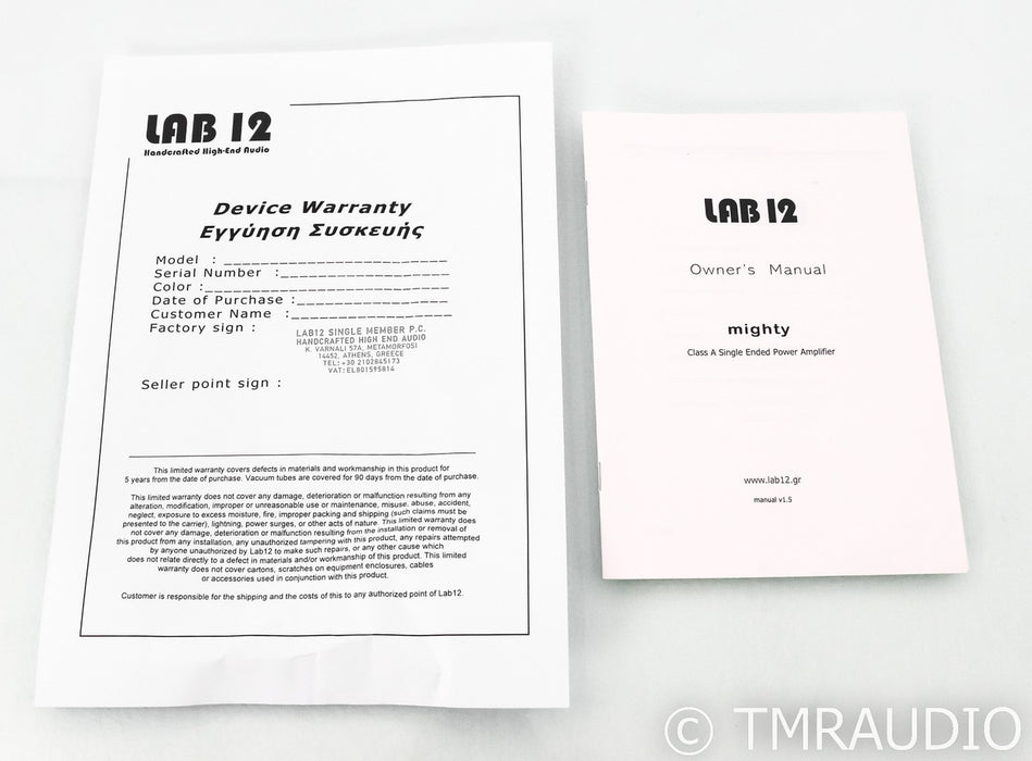 Lab12 Mighty Stereo Tube Power Amplifier; Black (Open Box)