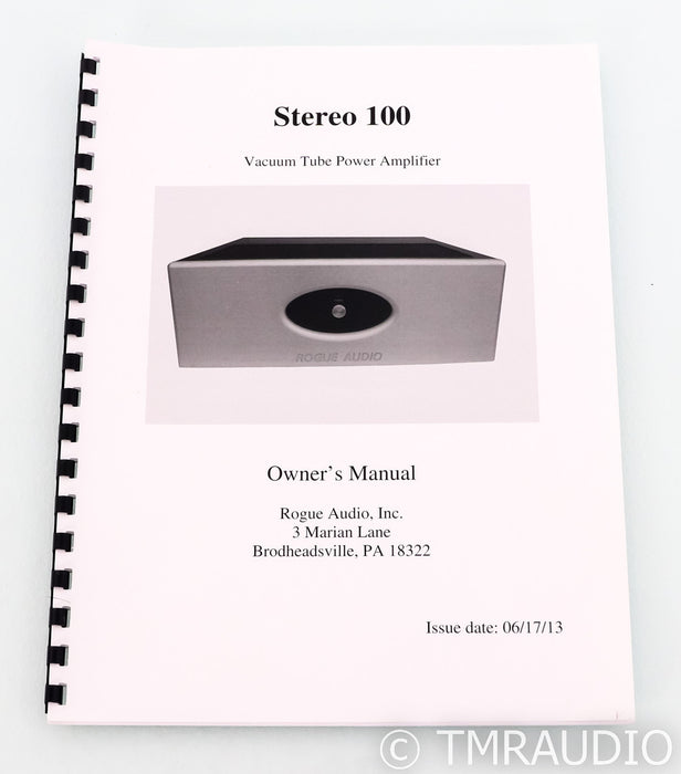 Rogue Audio ST100 Stereo Tube Power Amplifier; ST-100; Black