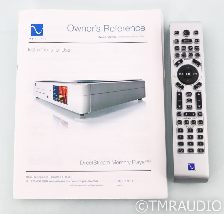 PS Audio DirectStream Memory Player CD/SACD Transport; Silver; Remote; DMP (Used)