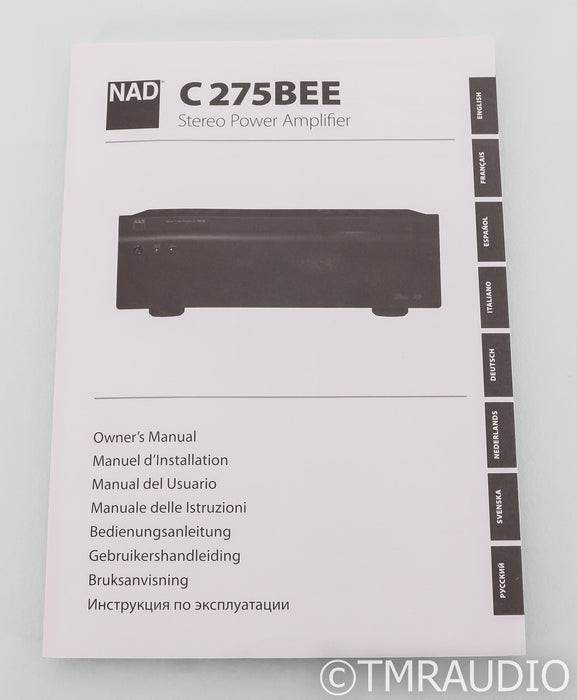 NAD C 275BEE Stereo Power Amplifier; C275BEE (Open Box)
