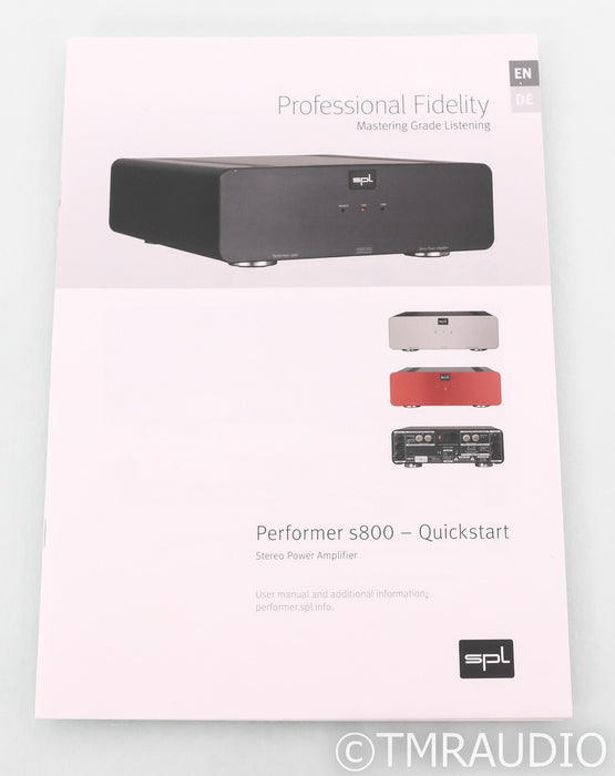 SPL Performer S800 Balanced Stereo Power Amplifier; S-800