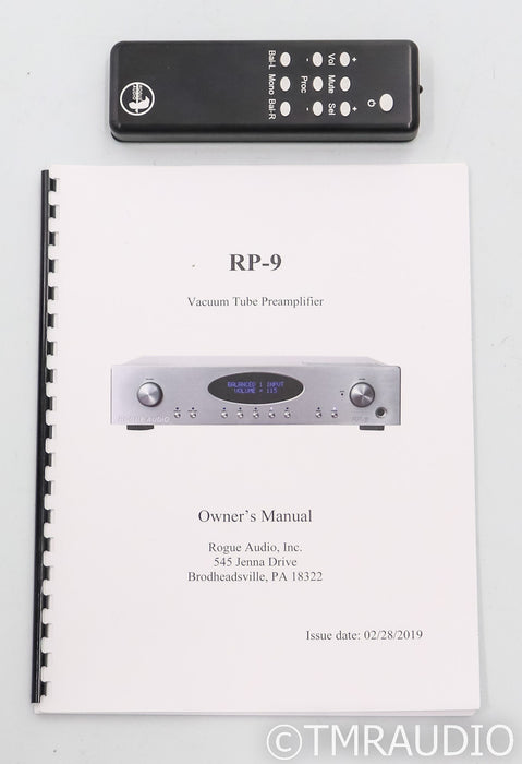 Rogue Audio RP-9 Stereo Tube Preamplifier; Remote; RP9; Black