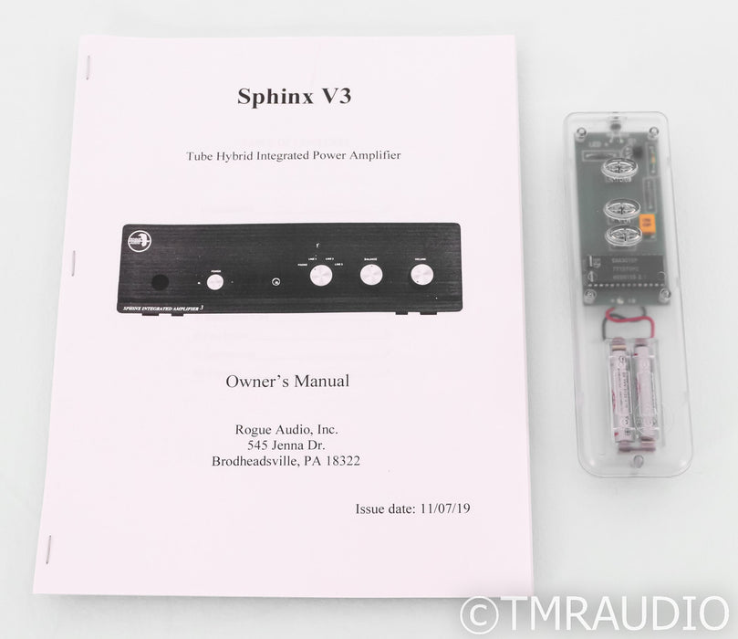 Rogue Audio Sphinx V3 Stereo Tube Hybrid Integrated Amplifier; Silver; Remote