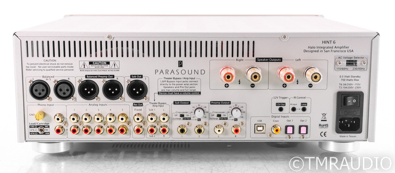 Parasound HINT 6 2.1 Channel Integrated Amplifier; Silver; Remote