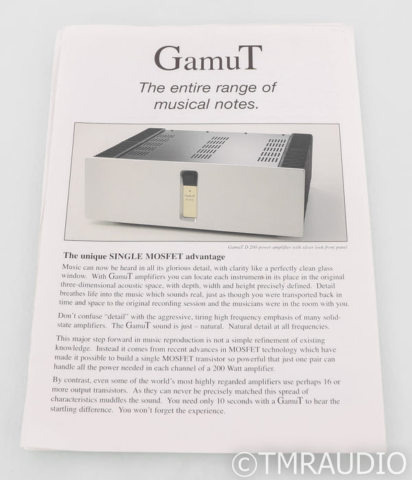 GamuT D200i Stereo Power Amplifier; D-200-i
