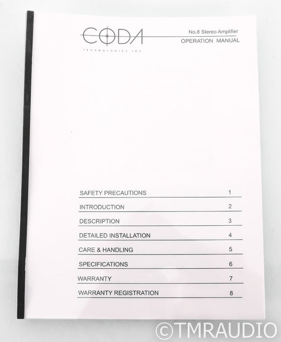 Coda Continuum No. 8 V3 Stereo Power Amplifier