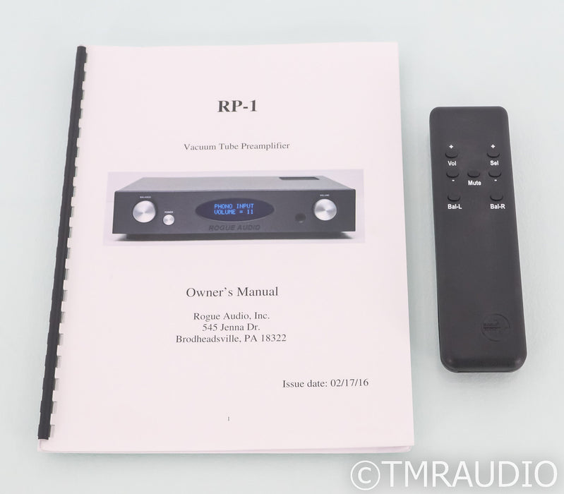 Rogue Audio RP-1 Stereo Tube Hybrid Preamplifier; RP1; Silver; Remote