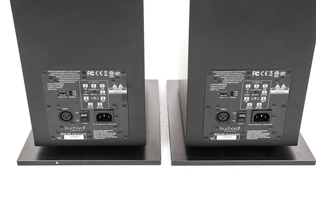 Buchardt A700 Powered Floorstanding Speakers; Platin Wireless Hub; Black Pair