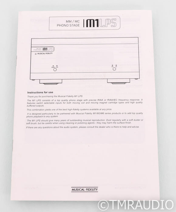 Musical Fidelity M1 LPS MM / MC Phono Preamplifier; Black; M1LPS