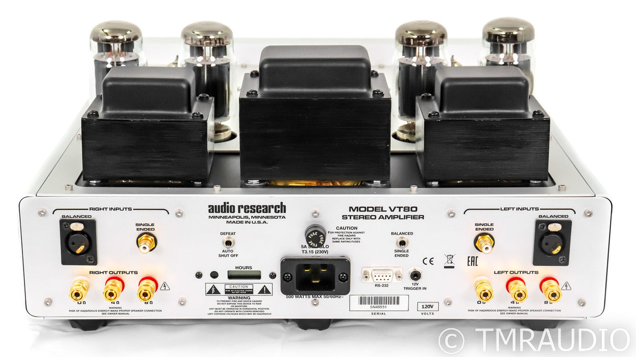 Audio Research VT80 Stereo Tube Power Amplifier; VT-80
