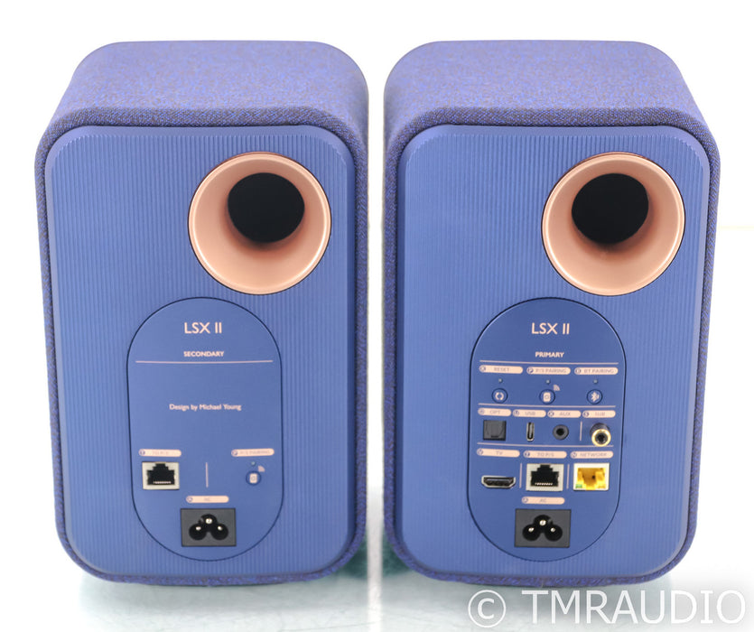 KEF LSX II Powered Wireless Bookshelf Speakers; WiFi; Google; Cobalt Blue Pair