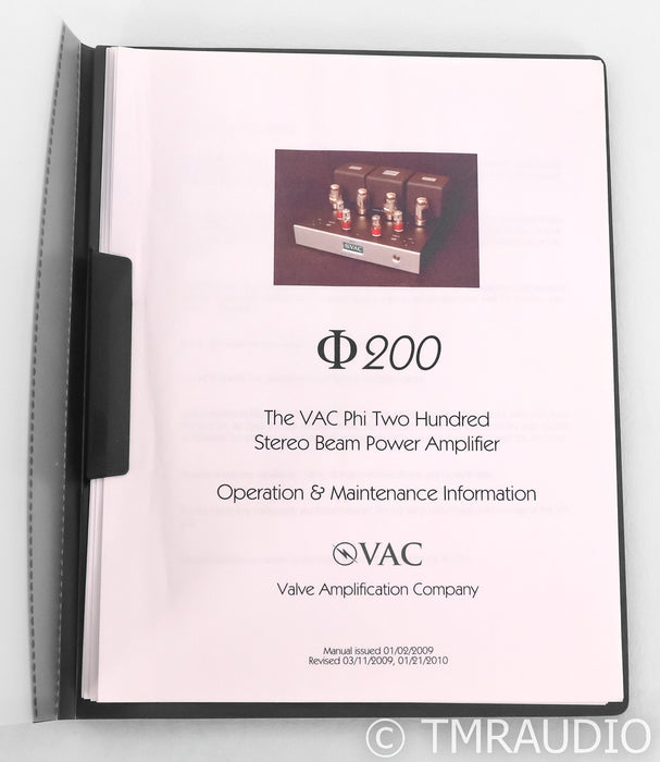 VAC Phi 200 Stereo Tube Power Amplifier; 200; Silver