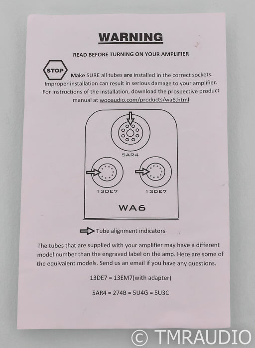 Woo Audio WA6 Gen 2 Tube Headphone Amplifier; WA-6