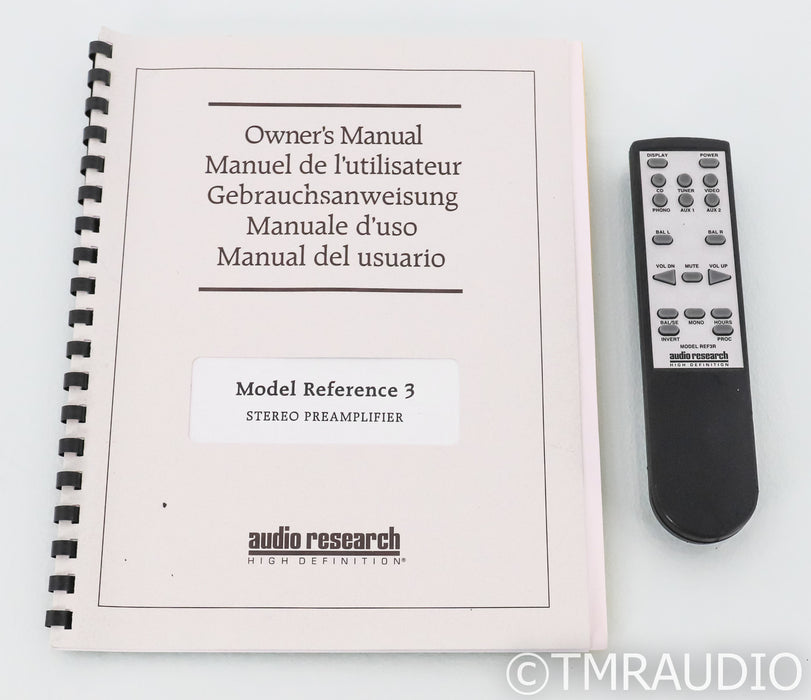 Audio Research Reference 3 Stereo Tube Preamplifier; Remote; Silver; REF3
