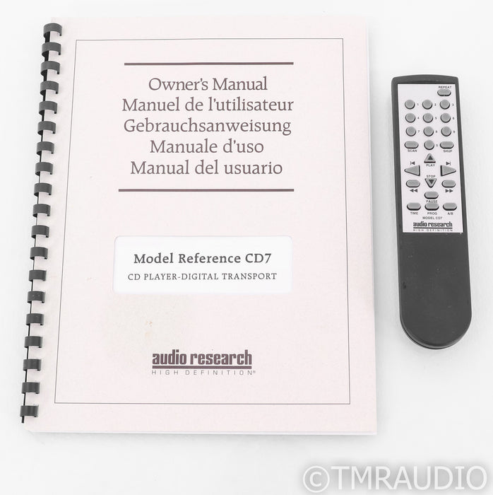 Audio Research CD7 Tube CD Player; CD-7; AS-IS (Doesn't Read Disks)