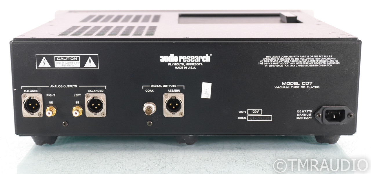 Audio Research CD7 Tube CD Player; CD-7; AS-IS (Doesn't Read Disks)