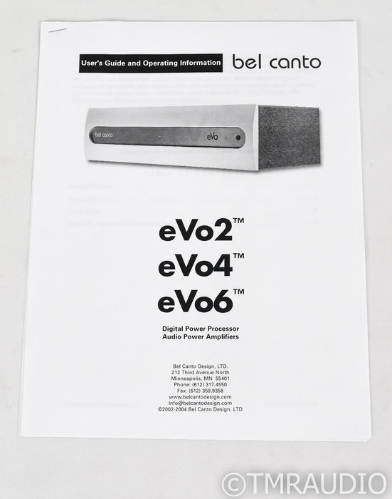 Bel Canto eVo 2 Gen II Stereo Power Amplifier; Evolution 2; V2