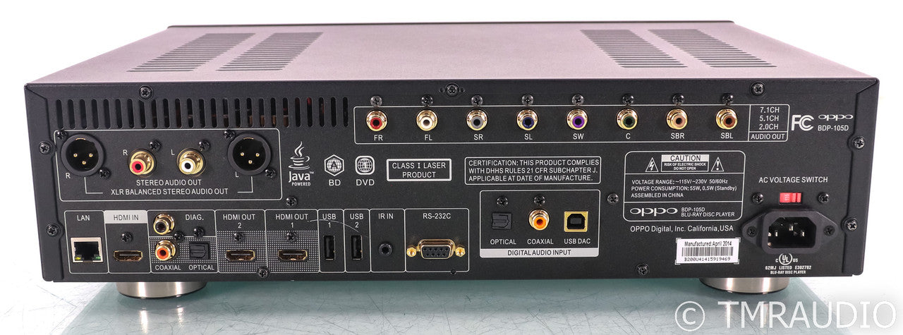 Oppo BDP-105D Universal Disc Player; CD / SACD / DVD / Blu-Ray; Remote; Darbee