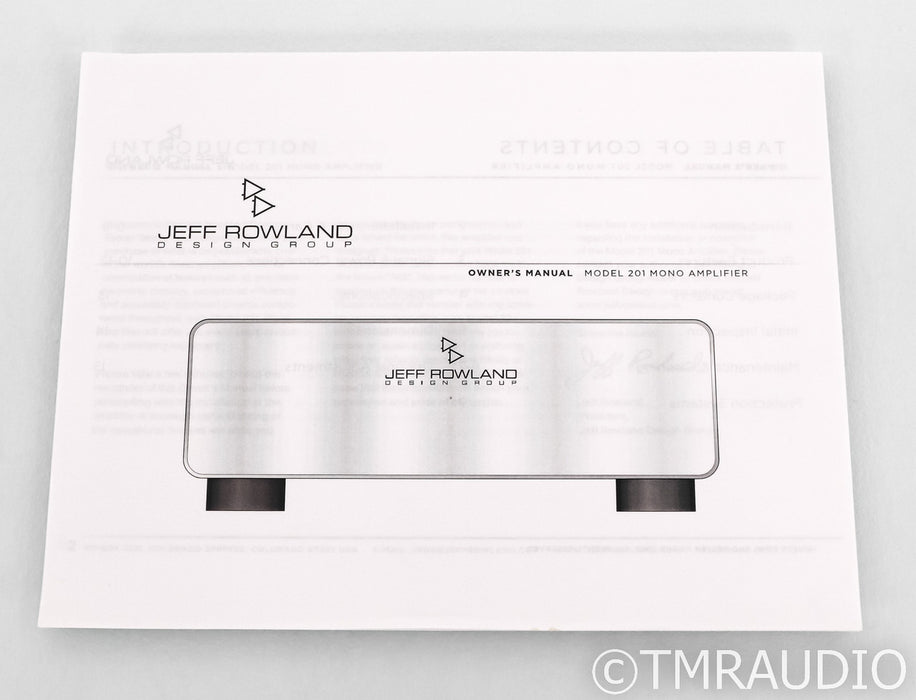 Jeff Rowland Design Group 201 Mono Power Amplifier; Crome Pair