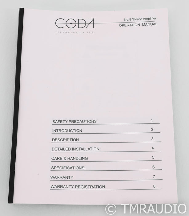 Coda Continuum No. 8 V2 Stereo Power Amplifier