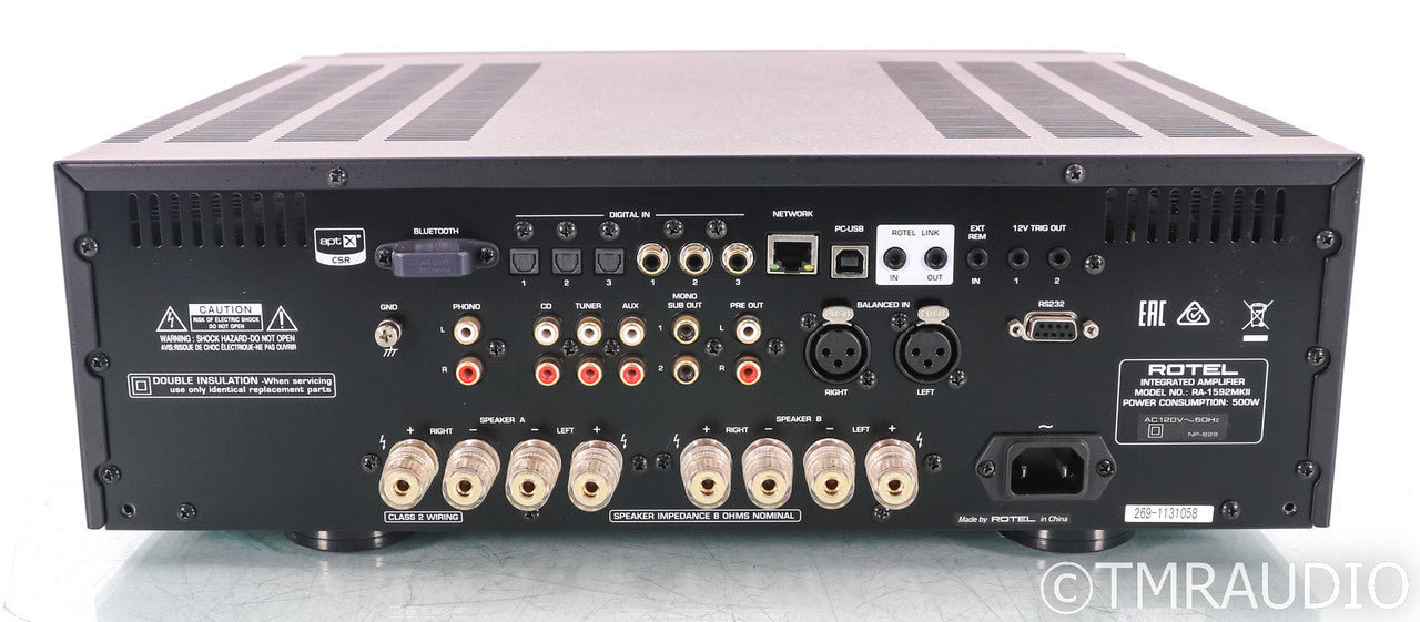 Rotel RA-1592MKII Stereo Integrated Amplifier; Mk2; Remote; MM Phono; Black