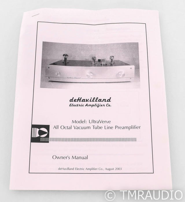 deHavilland UltraVerve Stereo Tube Preamplifier; Gold