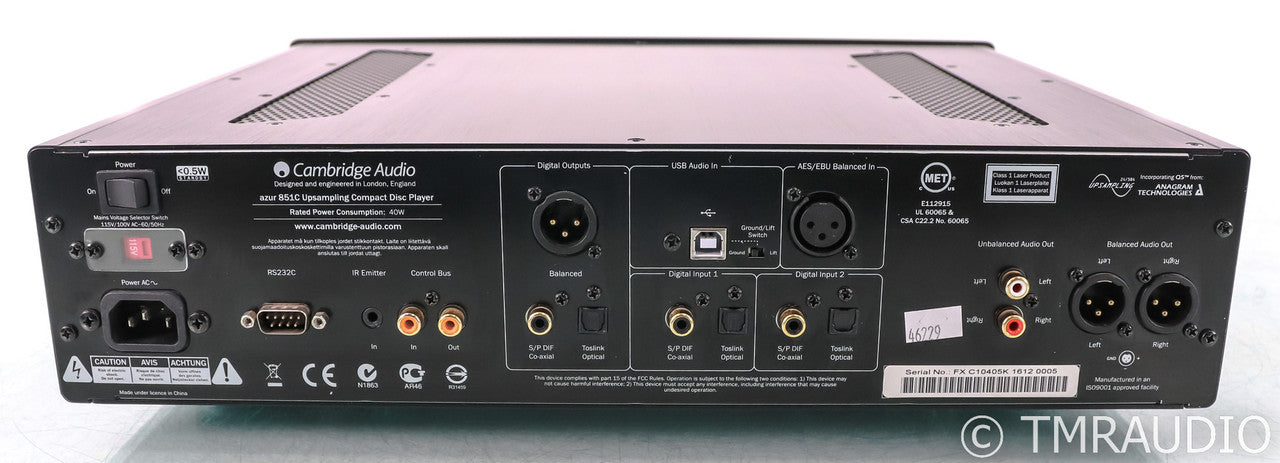 Cambridge Audio Azur 851c CD Player / DAC / Preamplifier; Black; D/A Converter