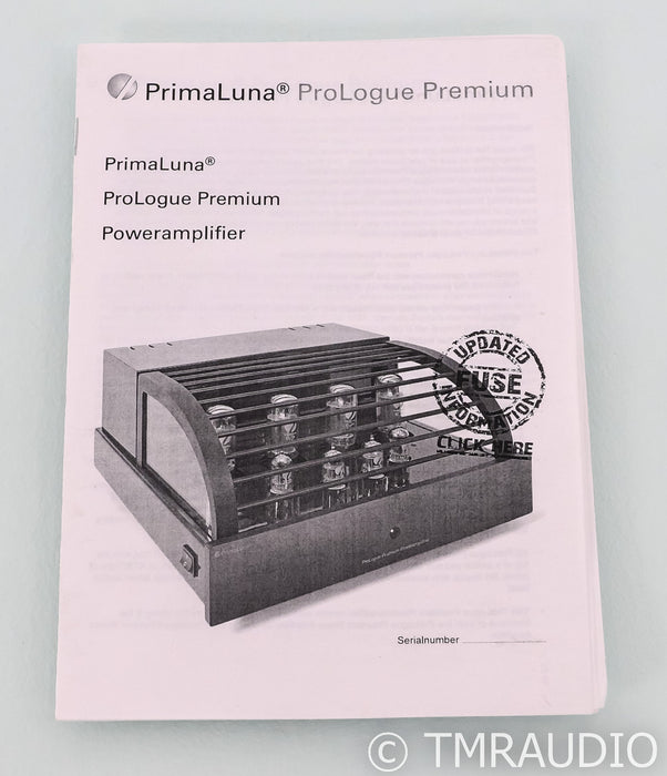 PrimaLuna ProLogue Premium Stereo Tube Power Amplifier; Silver
