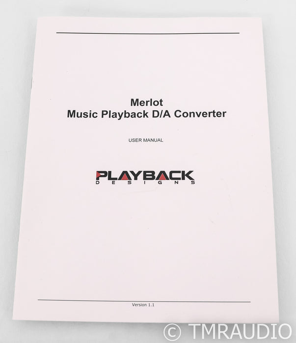 Playback Designs Merlot DAC; D/A Converter; USB
