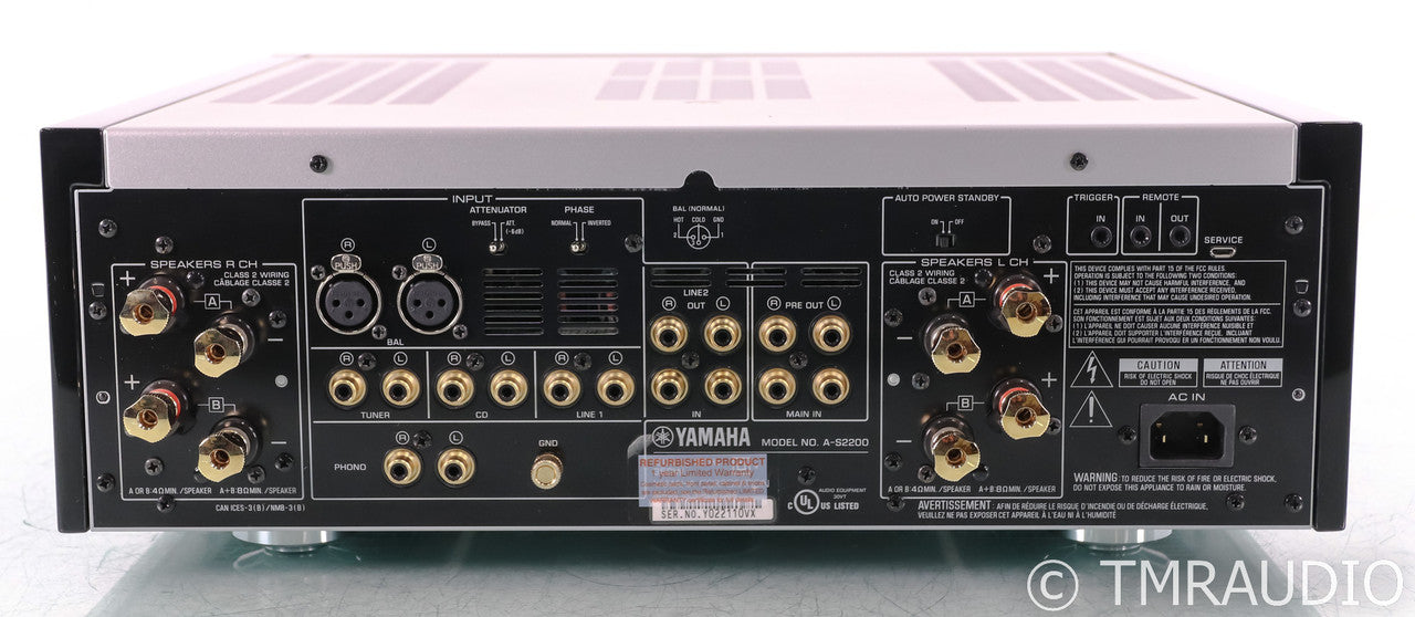 Yamaha A-S2200 Stereo Power Amplifier; Remote; MM / MC Phono; Silver; AS2200