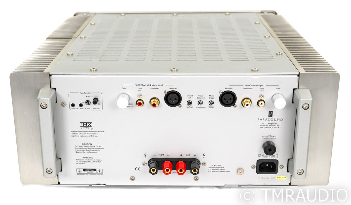 Parasound A21 Stereo Power Amplifier; A-21; Silver