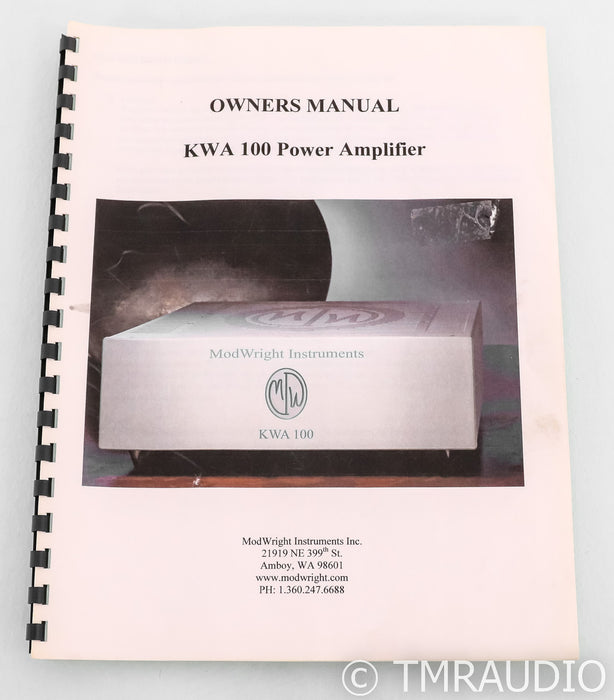 ModWright KWA 100 Stereo Power Amplifier; KWA100; Silver