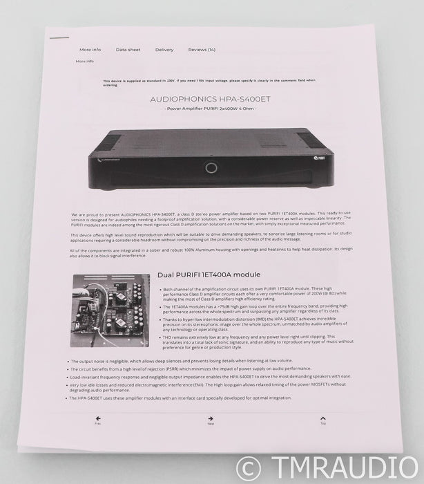 Audiophonics HPA-S400ET Stereo Power Amplifier