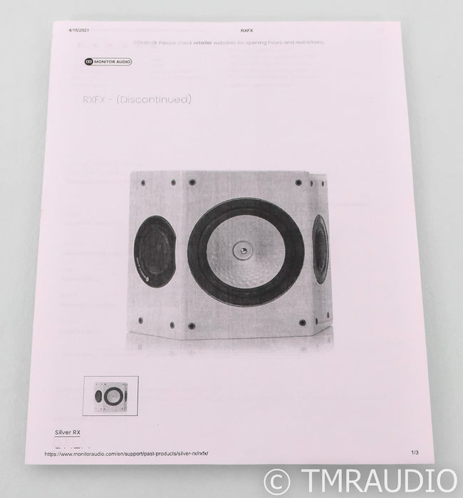 Monitor Audio Silver RX-FX Satelite Speakers; Rosenut Pair