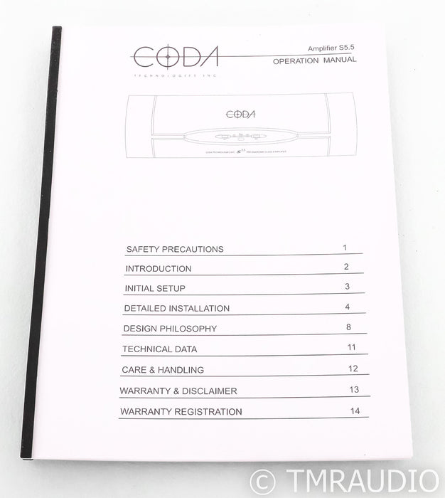 Coda S5.5 Stereo Power Amplifier; Black; S-5.5