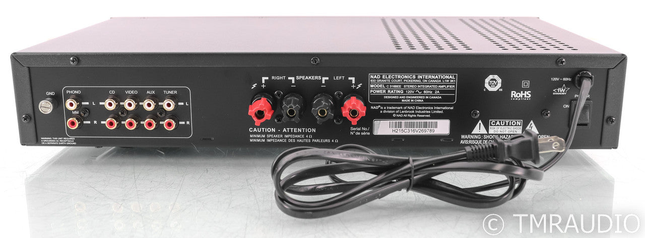 NAD C 316BEE V2 Stereo Integrated Amplifier; C316BEE; MM Phono; Remote
