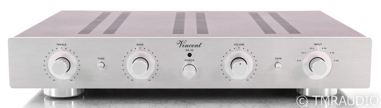 Vincent Audio SA-32 Stereo Tube Hybrid Preamplifier; Remote; Silver; SA32