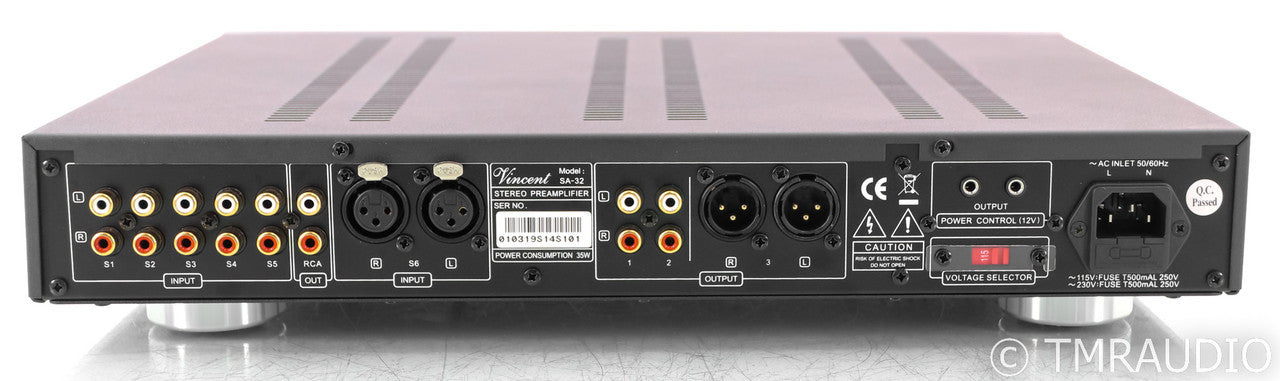Vincent Audio SA-32 Stereo Tube Hybrid Preamplifier; Remote; Silver; SA32