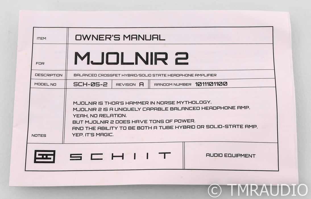 Schiit Mjolnir 2 Tube Headphone Amplifier