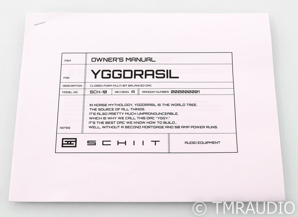 Schiit Audio Yggdrasil DAC; D/A Converter; Analog 2
