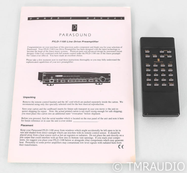 Parasound P/LD-1100 Line Drive Stereo Preamplifier; Black; PLD1100; Remote