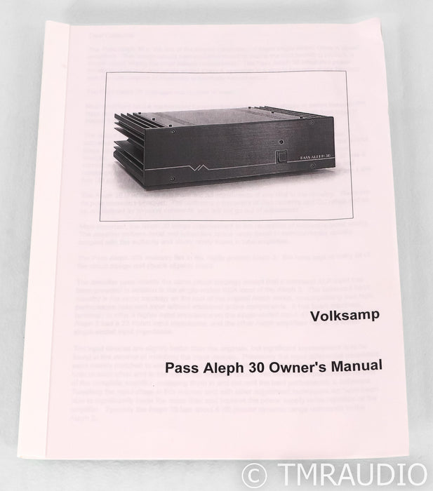 Pass Labs Aleph 30 Stereo Power Amplifier; Black