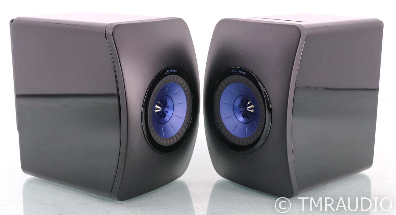 KEF LS50 Wireless Bookshelf Speakers; Black / Blue Pair; Remote; LS50W
