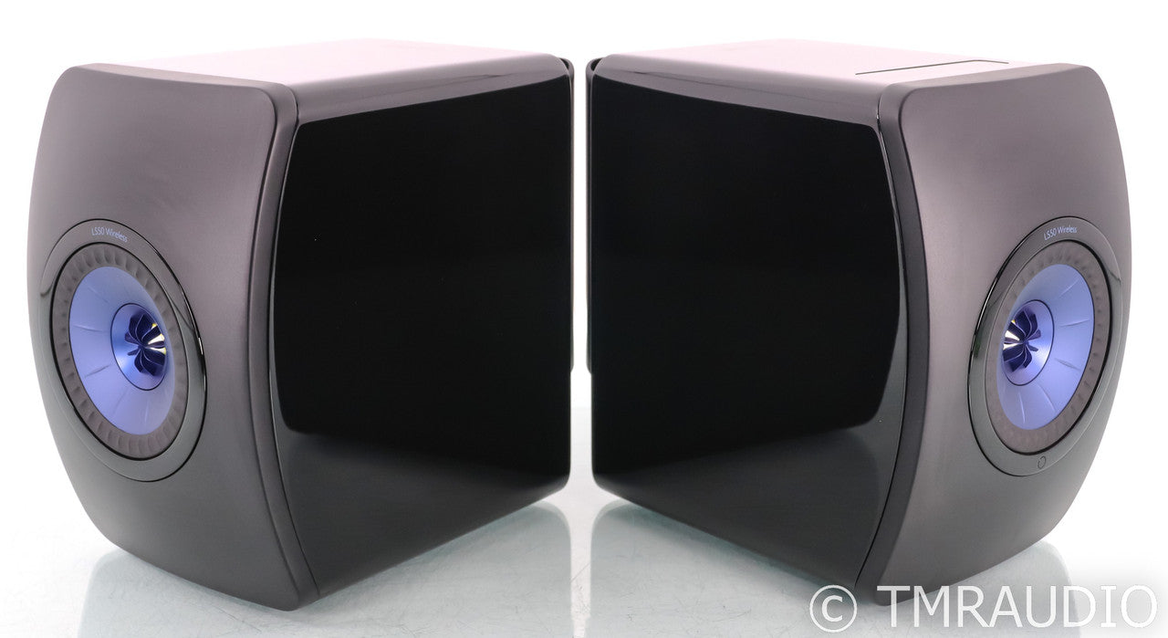 KEF LS50 Wireless Bookshelf Speakers; Black / Blue Pair; Remote; LS50W
