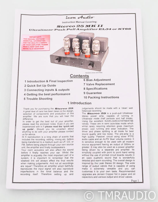 Icon Audio ST25 Stereo Tube Integrated Amplifier; ST-25