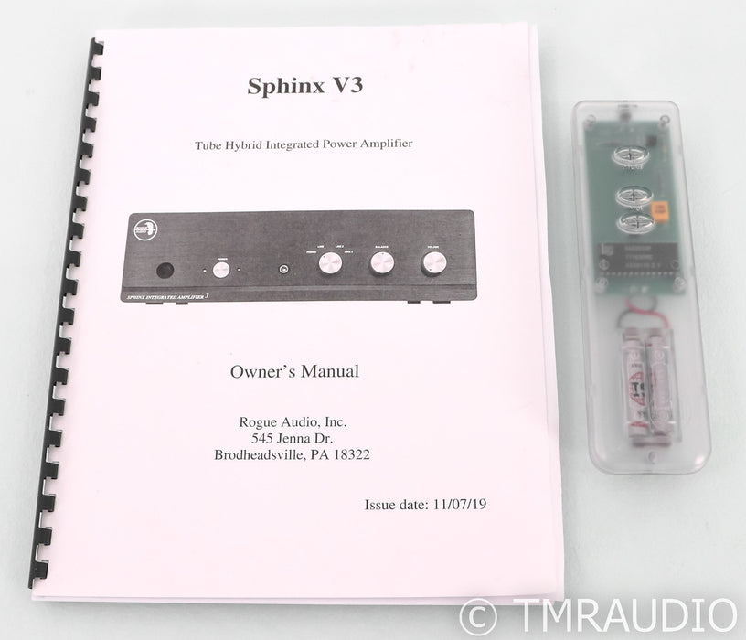 Rpogue Audio Sphinx V3 Stereo Tube Hybrid Integrated Amplifier; Black; Remote