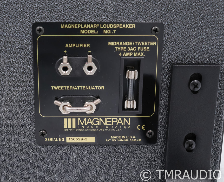 Magnepan MG.7 Floorstanding Speakers; Black Aluminum Dark Gray Fabric Pair
