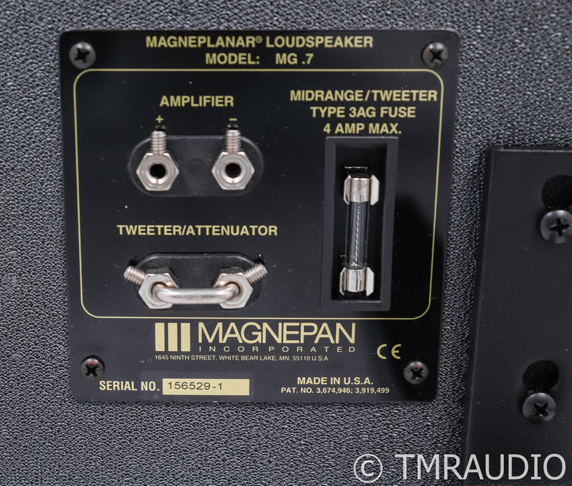 Magnepan MG.7 Floorstanding Speakers; Black Aluminum Dark Gray Fabric Pair