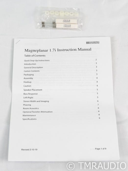 Magnepan MG1.7i Planar Magnetic Floorstanding Speakers; Silver Pair (Open Box)